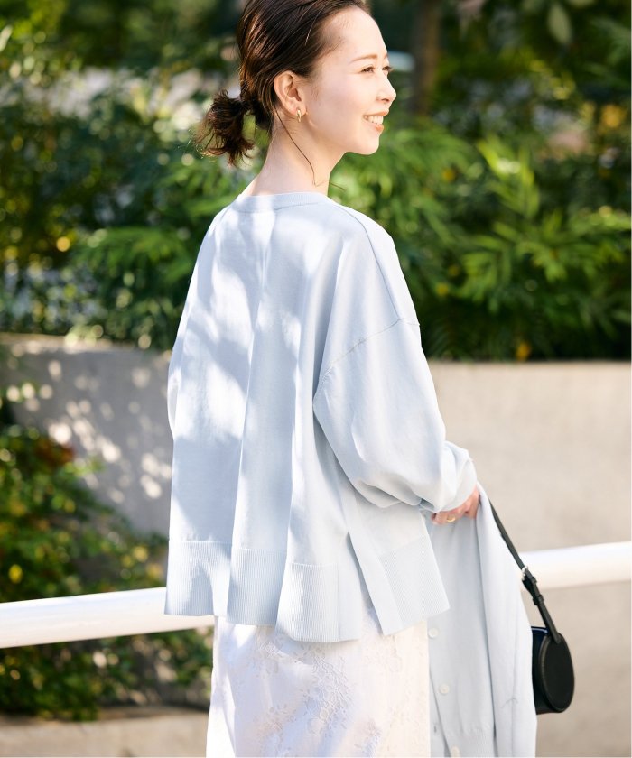 ニット セーター 「接触冷感/UV機能」FROSTYCOTTONクループルオーバー レディース セール】《接触冷感/UV機能》FROSTYCOTTONクループルオーバー