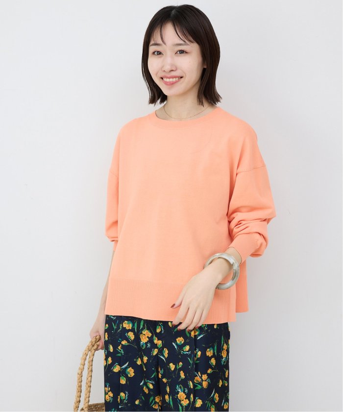 ニット セーター 「接触冷感/UV機能」FROSTYCOTTONクループルオーバー レディース セール】《接触冷感/UV機能》FROSTYCOTTONクループルオーバー