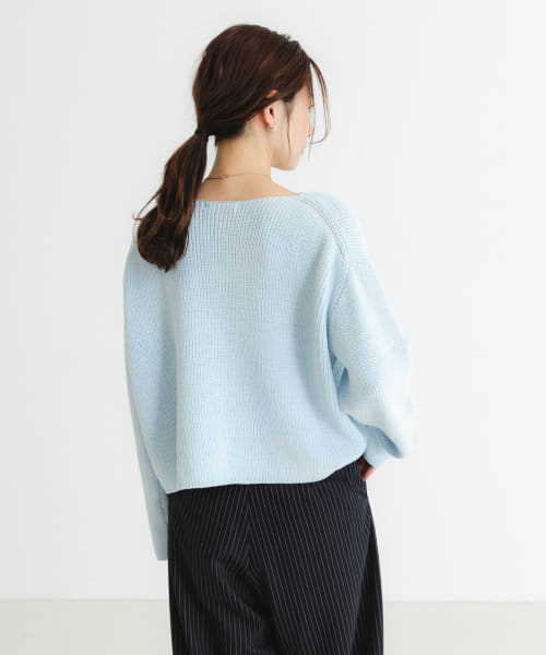 クーポン】【セール 50%OFF】テープヤーンVネック畦ニット