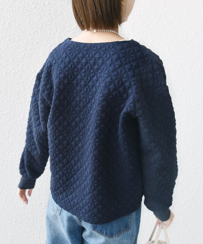 WEB限定】〈手洗い可能〉キルティング ジャカード カーディガン