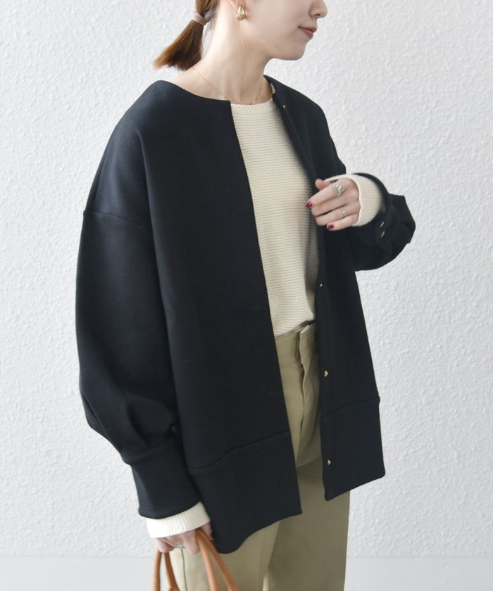WEB限定】SHIPS any: ダブルジャージー ノーカラー コート 25SS