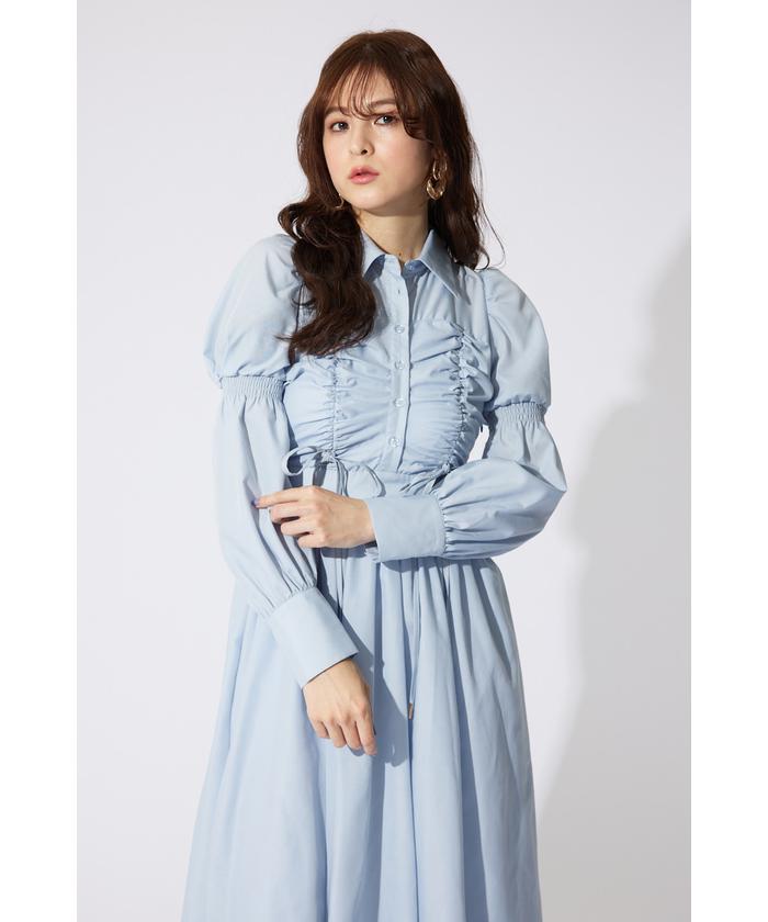 春夏エレガントリボンフレンチワンピース リリーオブバリー Lily of Valley フレンチスリーブ ウエスト