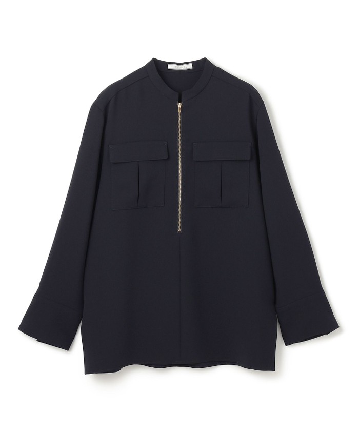 BEIGE, ベイジ 36【洗える】JASMINE スタンドカラージップブラウス BEIGE, ベイジ 36【洗える】JASMINE スタンドカラージップブラウス