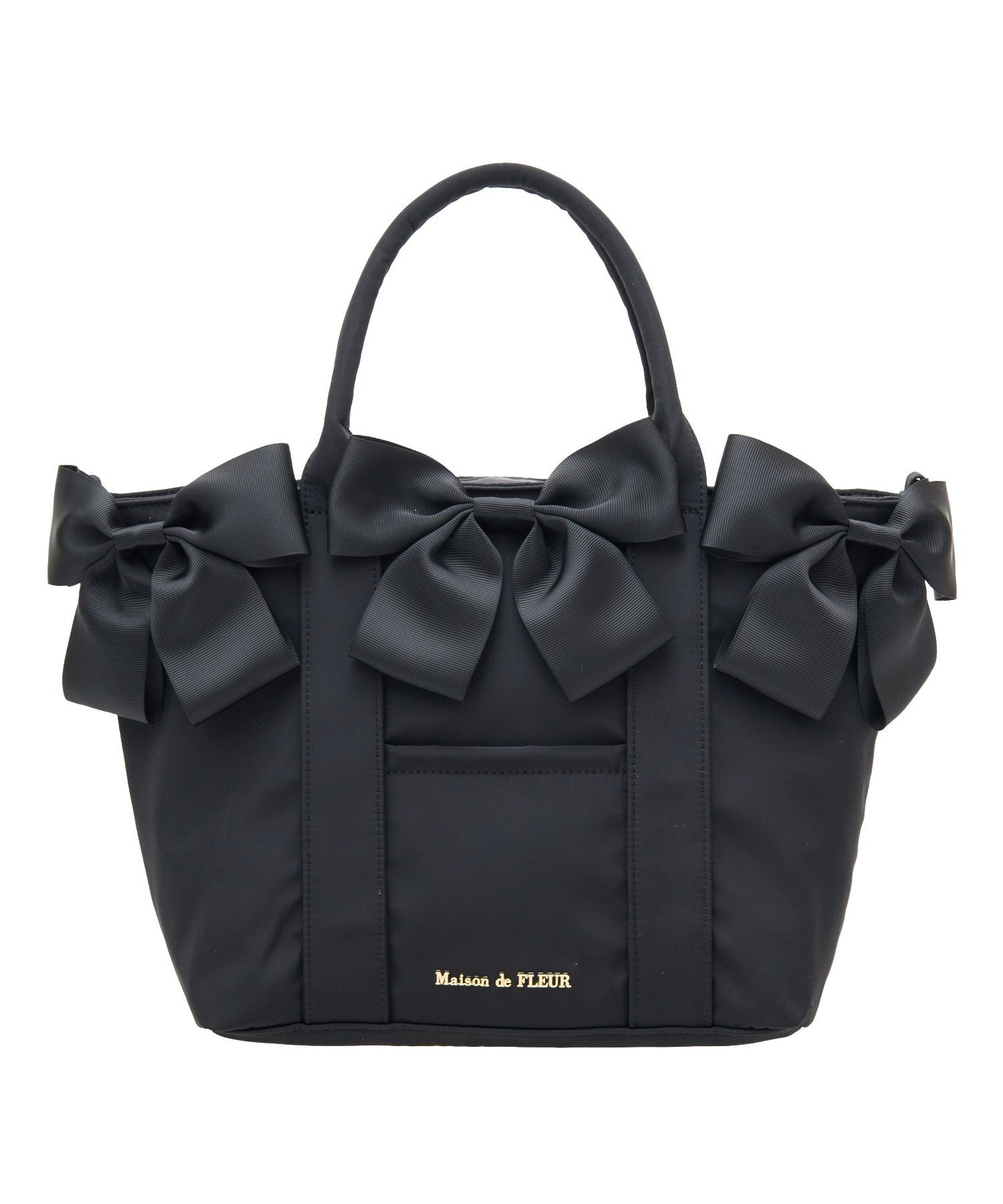 Maison de FLEUR ボリュームリボン2Wayトートバッグ ブラック メゾン ド フルール Maison de FLEUR ボリュームリボン2Way