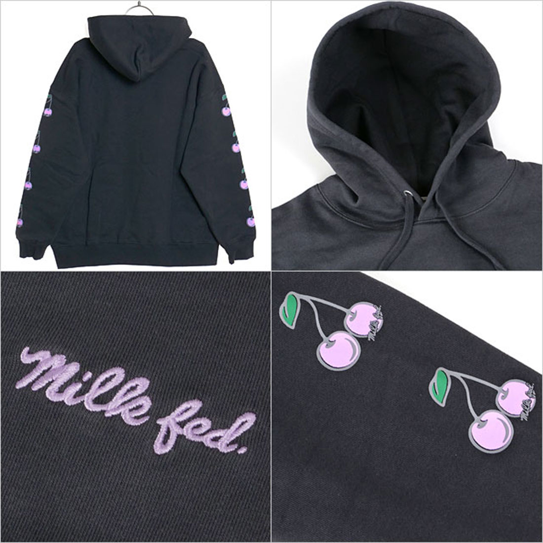 ミルクフェド MILKFED. SIDE CHERRIES SWEAT HOODIE OFF－WHITE