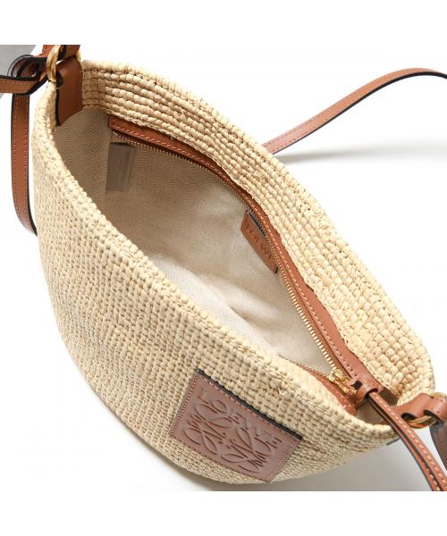 【関税&送料込】Loewe Pochette Slit Pochette bag in raffia and calfskin Gold - LOEWE