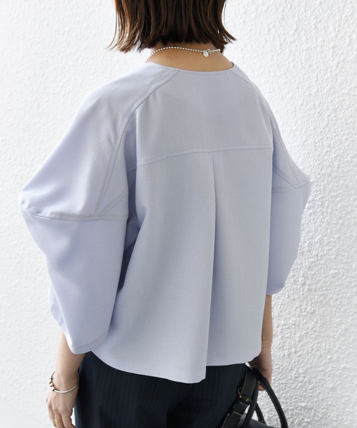新品！SHIPS WOMEN <洗濯機可能>リネンライク ランタン袖 ジャケット WEB限定】〈洗濯機可能〉リネンライク ランタン袖 ジャケット