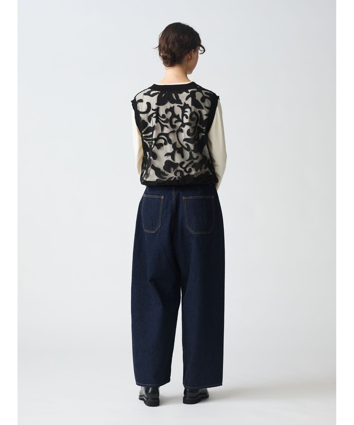 未使用品　ミズイロインド　クロシェットネット刺繍ベスト（ブラック） mizuiro ind クロシェットネット刺繍ベスト｜ MARcourt ONLINE