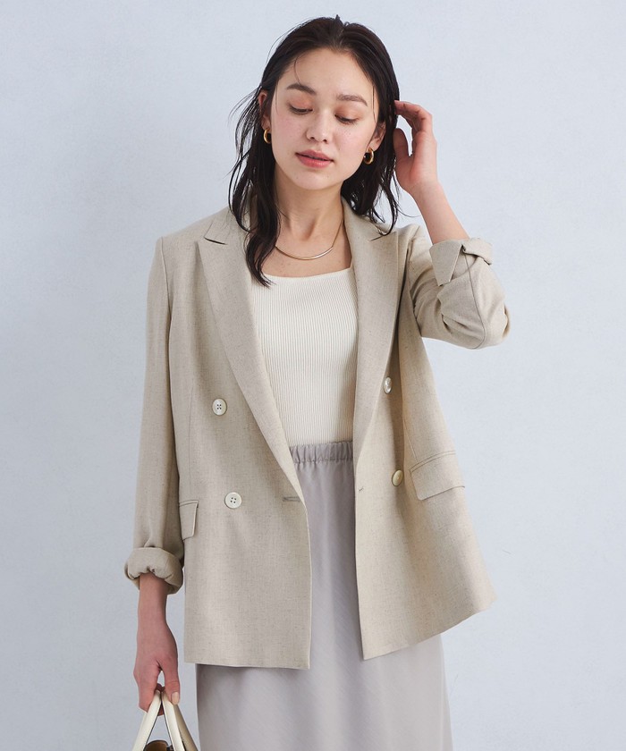グリーンレーベルリラクシング　リネンライクダブルジャケット セール 50%OFF】［size SHORTあり］リネンライク ダブル