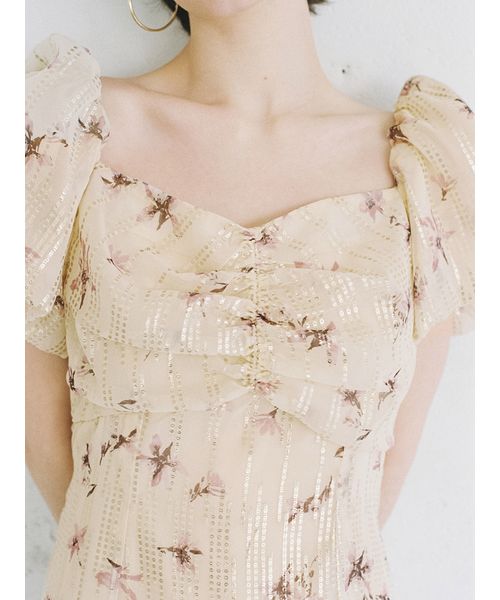 セール 50%OFF】ラメドビーシフォンプリントワンピース