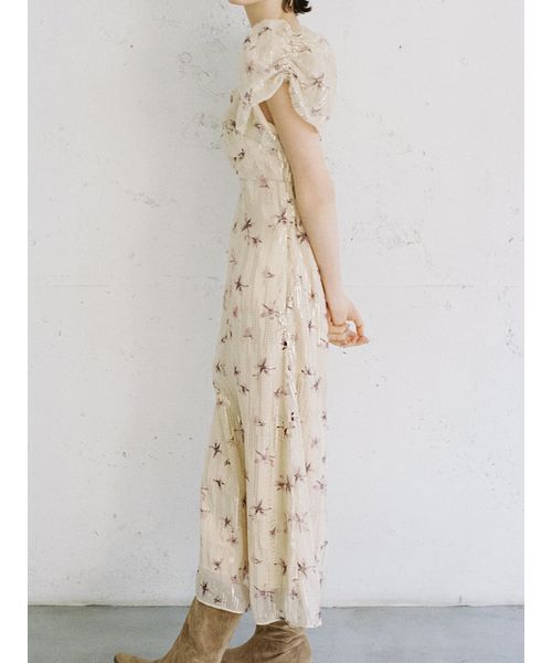 Wht0✴︎ SNIDEL スナイデル　ラメドビーシフォンプリントワンピース セール 50%OFF】ラメドビーシフォンプリントワンピース