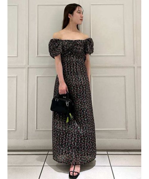 セール 50%OFF】ラメドビーシフォンプリントワンピース