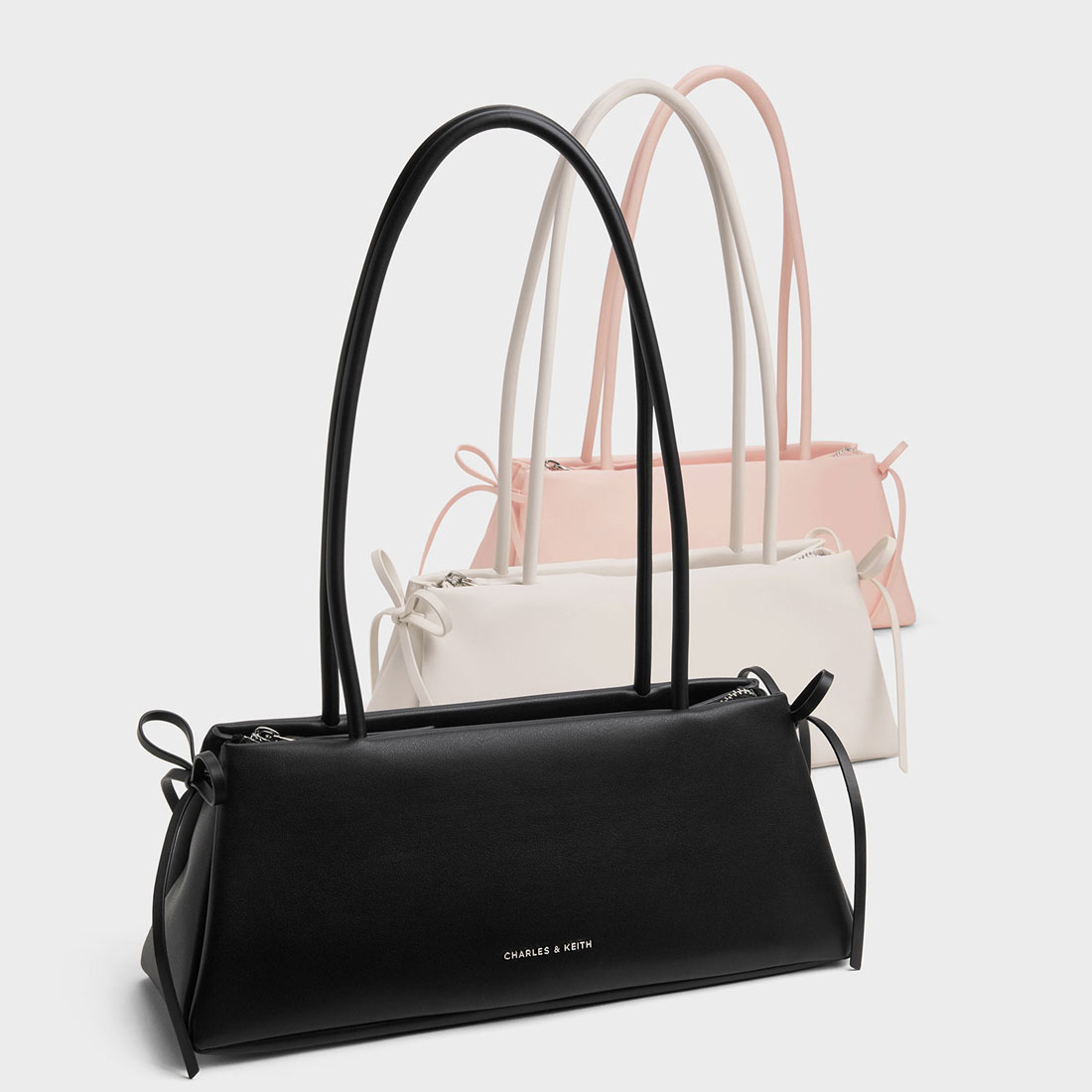 美品 CHARLES＆KEITH チャールズアンドキース ショルダーバッグ CHARLES & KEITH Loey ローイー テクスチャーショルダーバッグ