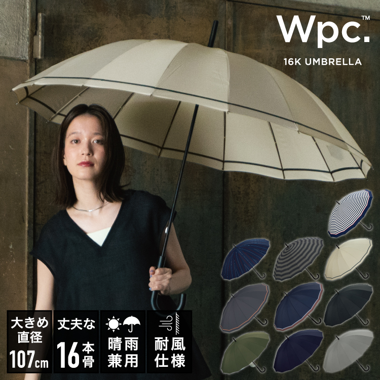 Wpc.公式】雨傘 UNISEX 16K 60cm 大きい 傘 16本骨 耐風 メンズ