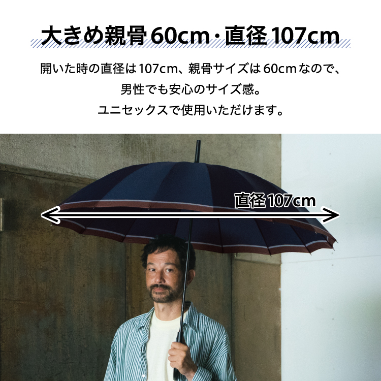 Wpc.公式】雨傘 UNISEX 16K 60cm 大きい 傘 16本骨 耐風 メンズ