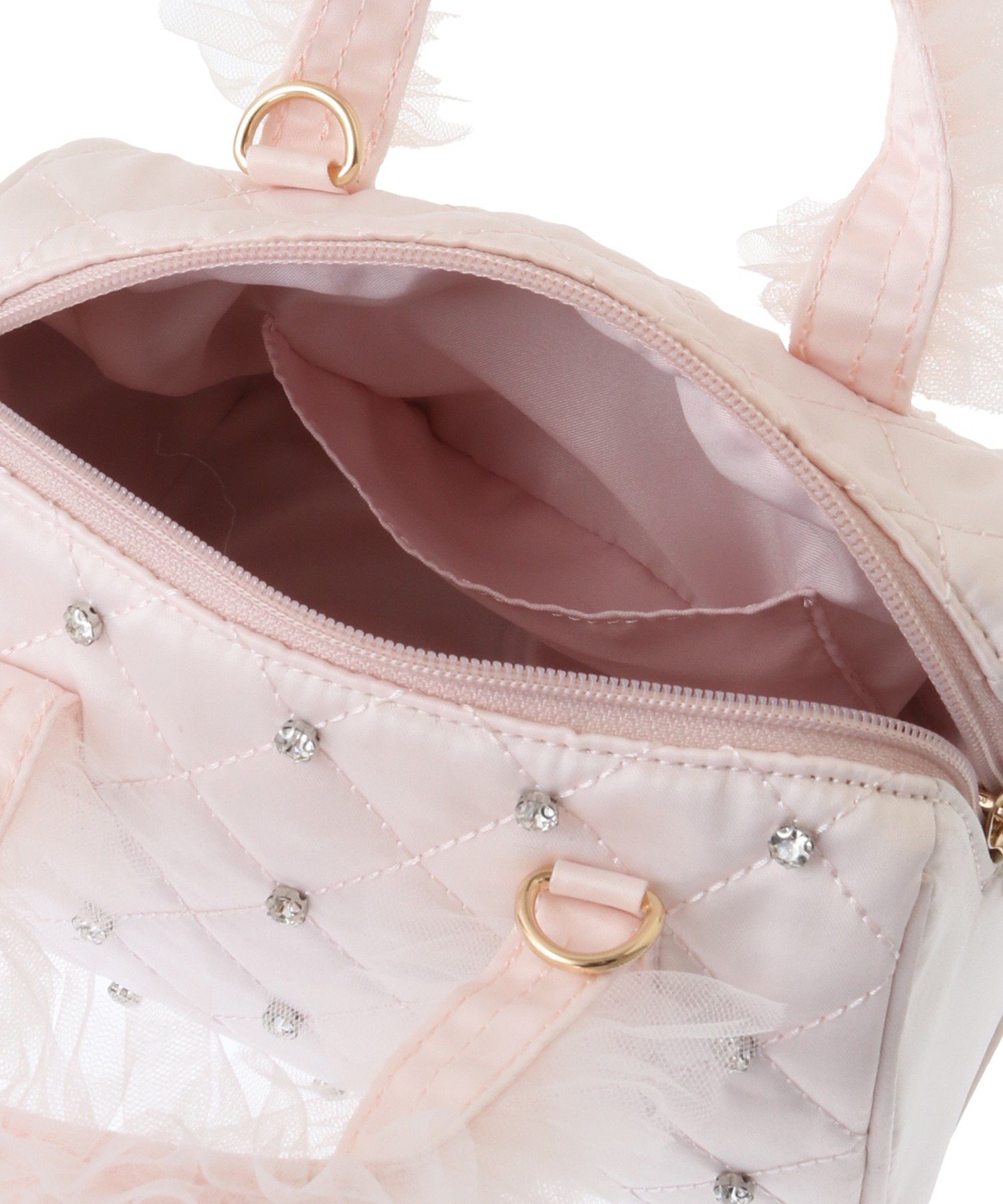 Maison de FLEUR チュールハンドルラインストーントートバッグ チュールハンドルラインストーントートバッグ/Maison de FLEUR