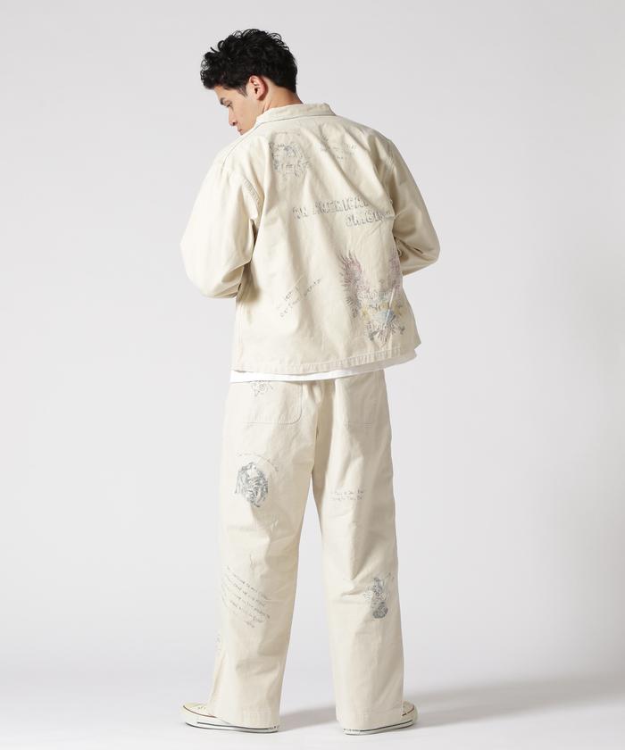 PAINT BACK STAIN COVERALL/ペイントバックサテン カバーオール