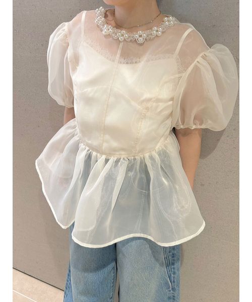 セール 30%OFF】[L.B CANDY STOCK]ビジューオーガンペプラム