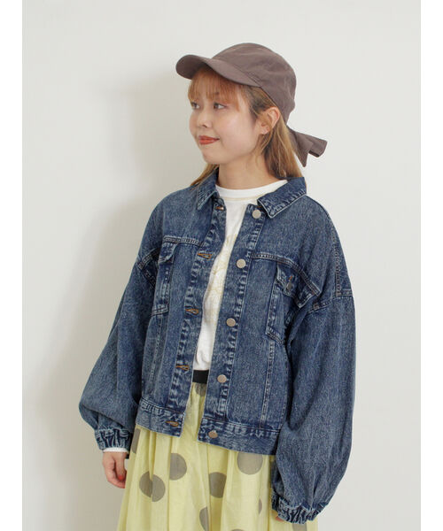 【新品】サマンサモスモス　ケミカルウォッシュデニムGジャン　ブルー② サマンサ モスモス Samansa Mos2 ケミカルウォッシュデニムG