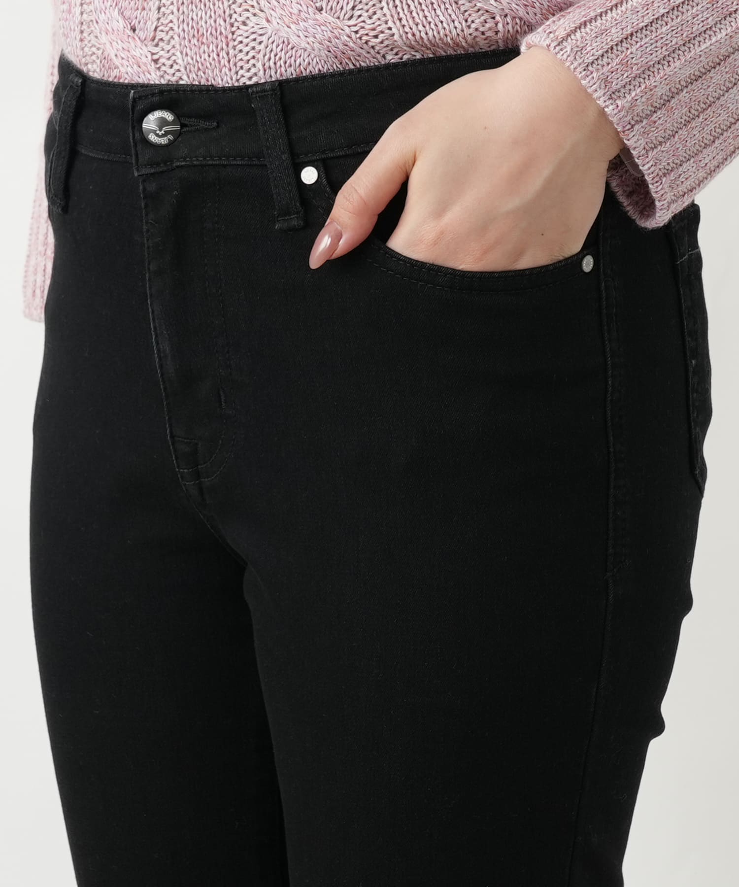 極美品レリアンブラックデニムパンツ スリムフィット9号