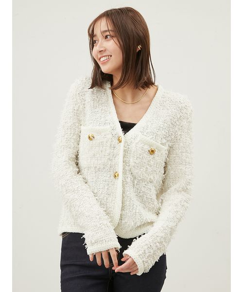 新品未使用 ニットツイードショートジャケット 新品未使用Milia Owen ニットツイードショートジャケット