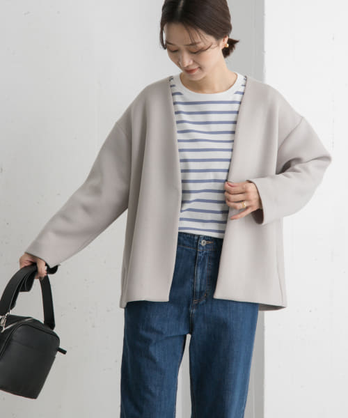 セール】ダンボールニットノーカラージャケット(507921163