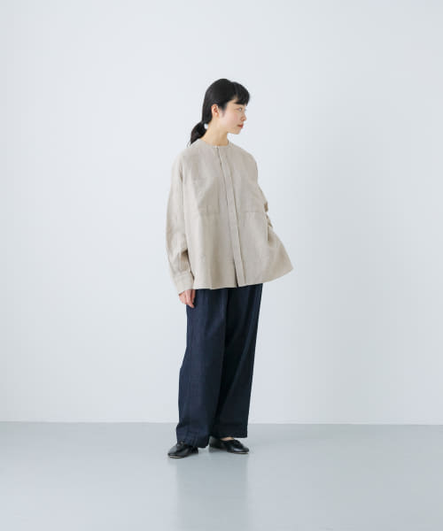 【美品】kagure かぐれ リネンWポケットワイドシャツ 麻100% 楽天市場】リネンWポケットワイドシャツ／かぐれ（kagure