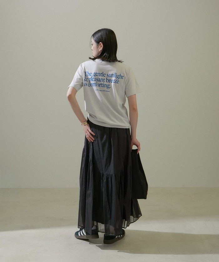 アダムエロぺ　コットンオーガンジー ギャザー スカート WEB限定】コットンオーガンジーギャザースカート【洗える