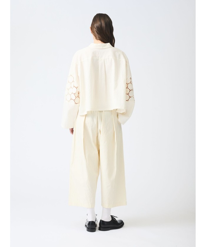 未使用　人気✨mizuiro ind✨レースミックスボックスシャツ/ブラック セール】 mizuiro ind レースミックスボックスシャツ （シャツ