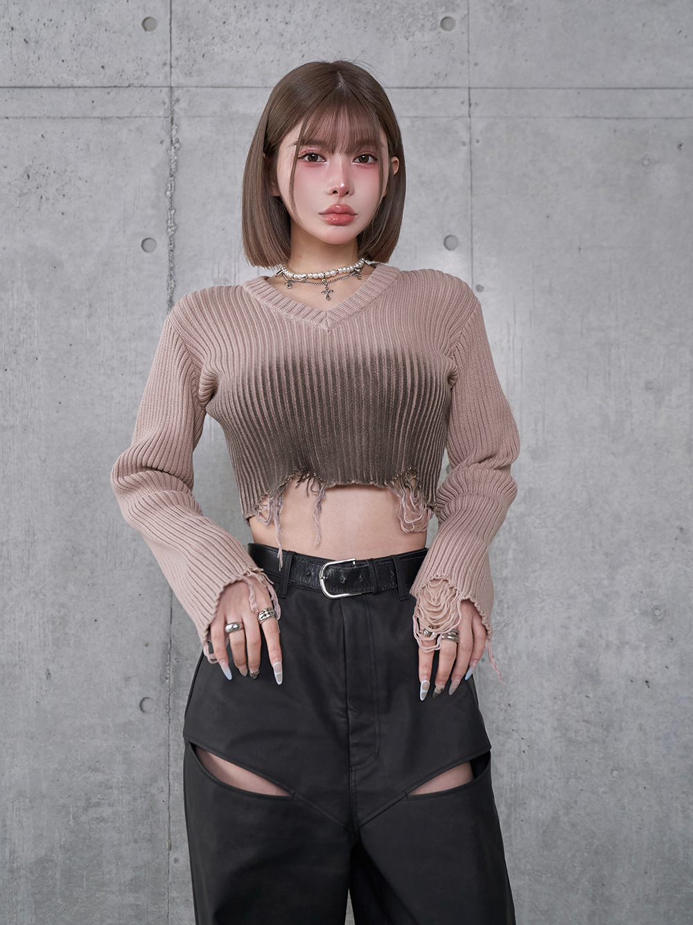Darich スプレーデザインニットトップス ダーリッチ Darich スプレーデザインニットトップス(507945060