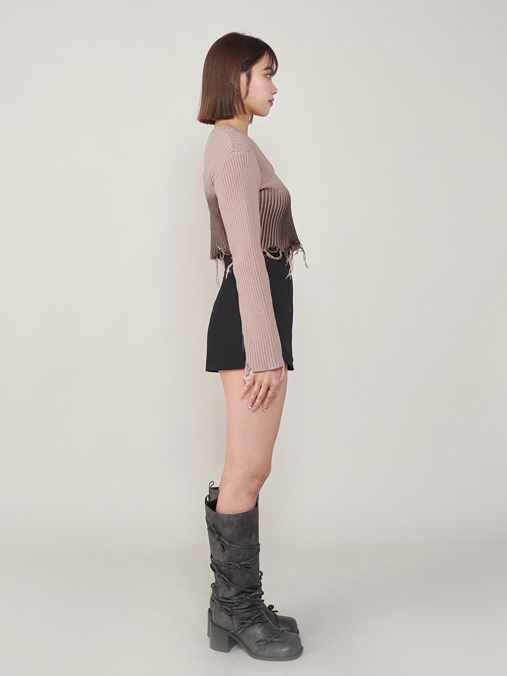Darich スプレーデザインニットトップス ダーリッチ Darich スプレーデザインニットトップス （ホワイト