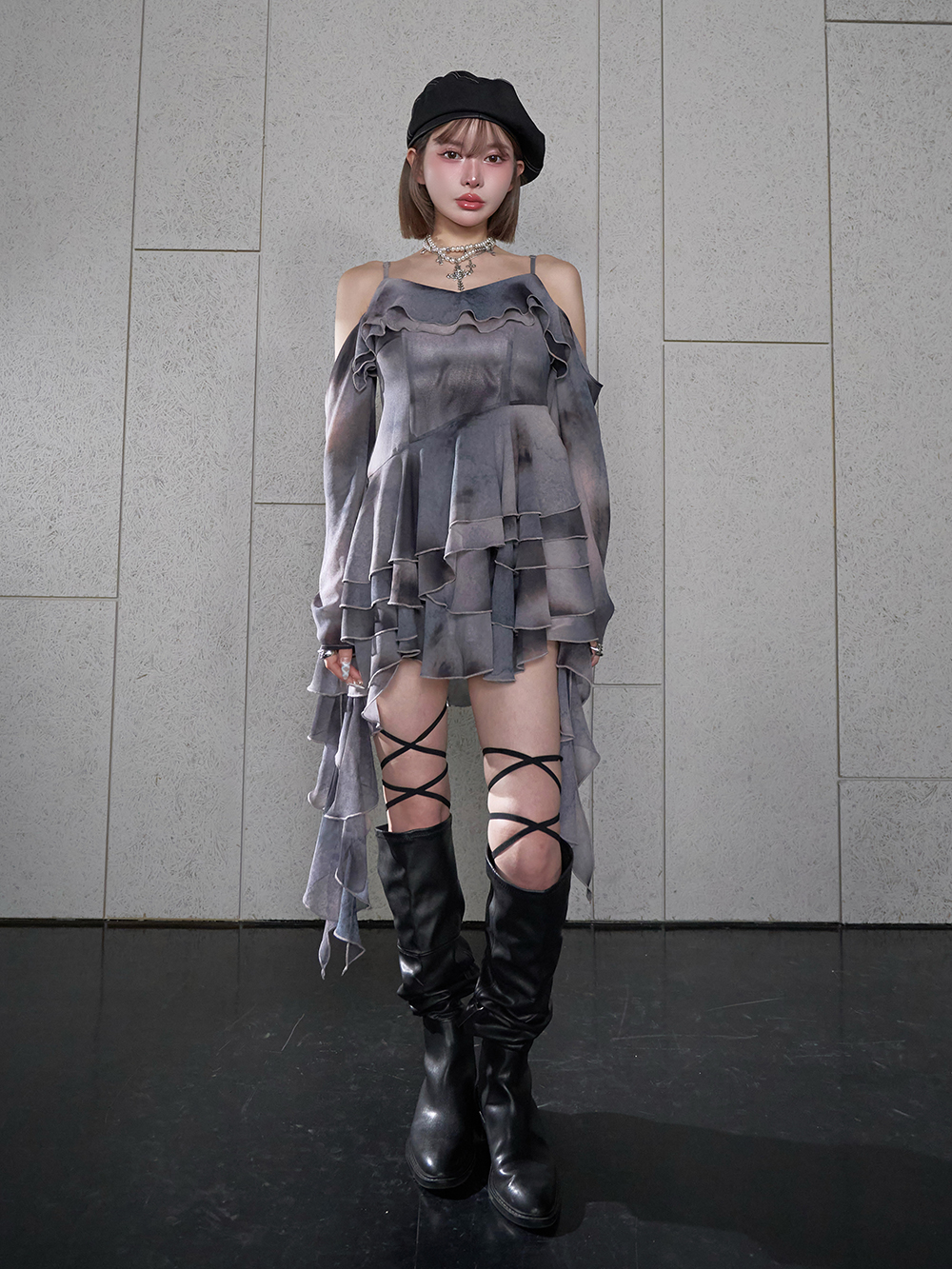 ダーリッチ Darich イレヘムタイダイフリルミニワンピース