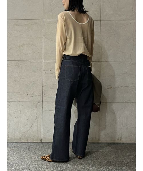 ミラオーウェン 今期 セルビッチワイドストレートデニムパンツ セルビッチワイドストレートデニムパンツ【ウォッシャブル