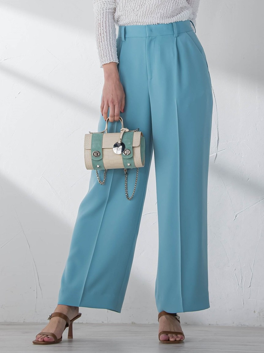 【新品、未使用】viaggio blu（ビアッジョブルー）パンツ　サイズ0 セール】ビアッジョブルー Viaggio Blu バックサテンジョー