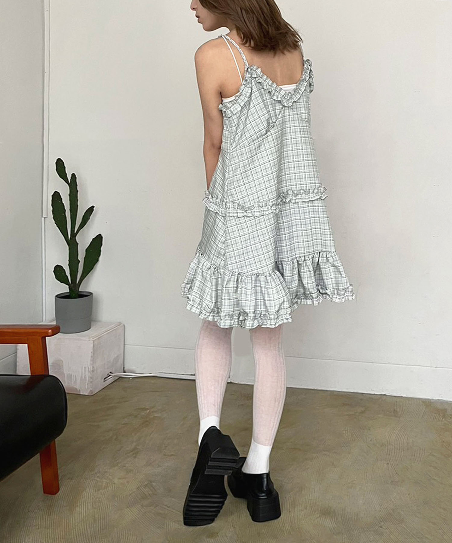 ジュエローブ Jewelobe フリル×コットンストライプビスチェ