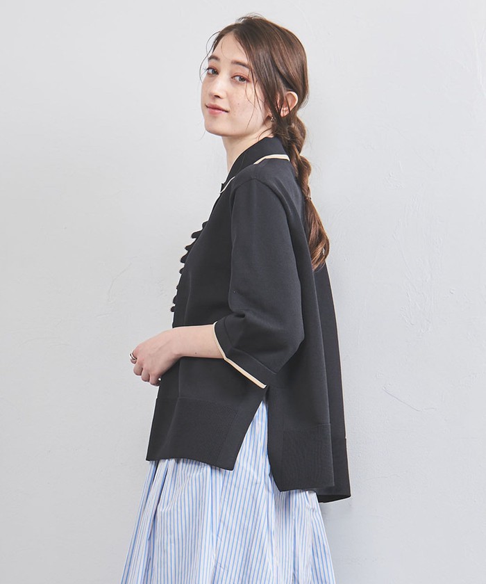 【新品‼️】ユナイテッドアローズ　ミニマルフリルポロニット【再入荷】 ミニマル フリル ポロニット
