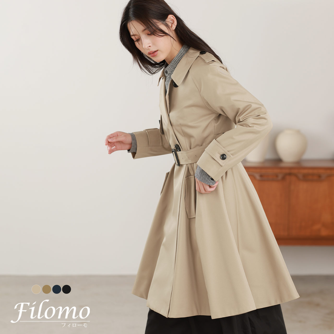 フィローモ Filomo フレアトレンチコート(501990760 フィローモ Filomo フレアトレンチコート(501990760