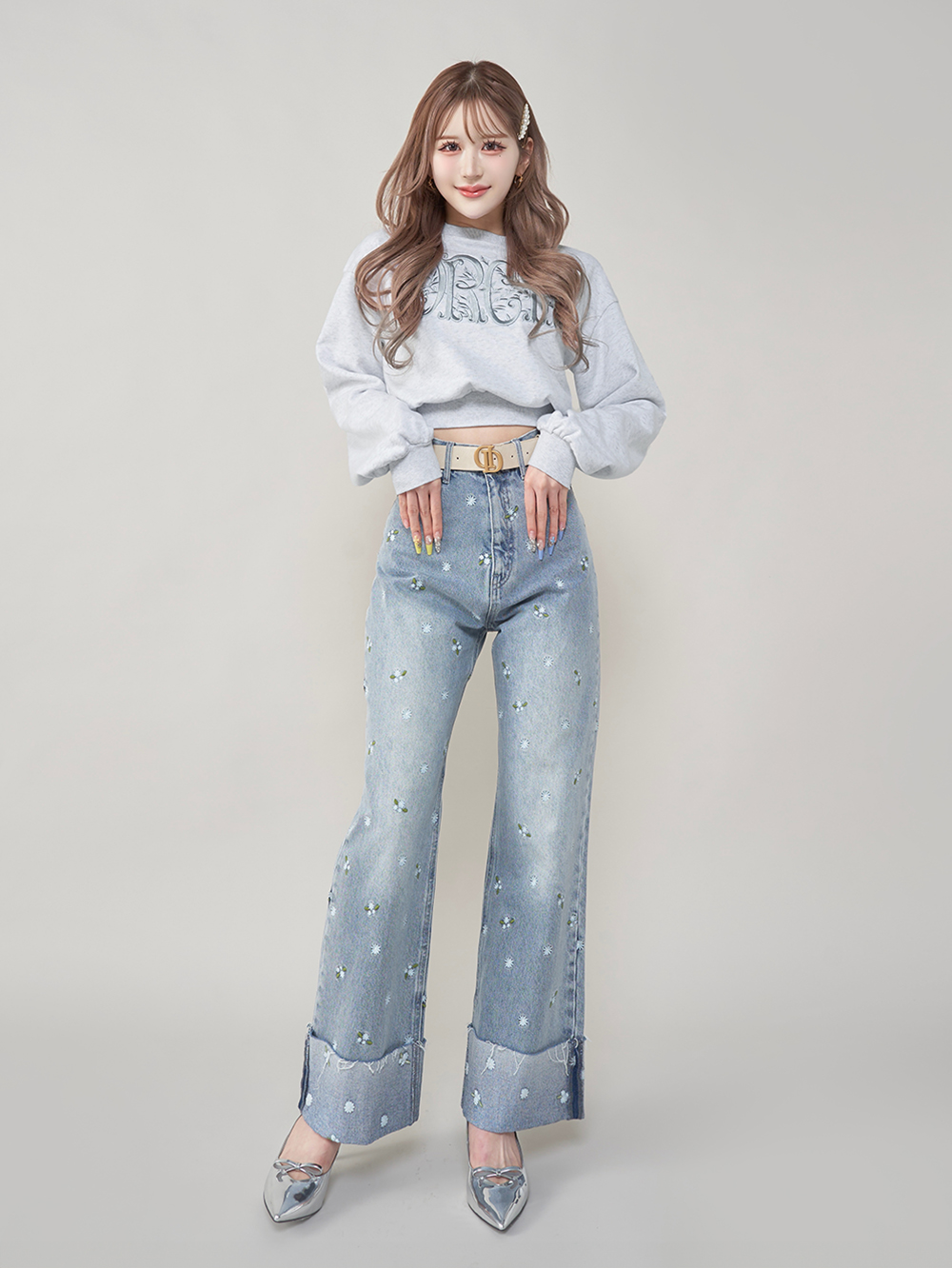 Darich ダーリッチ エンブロイダリースウェットトップス　NVY ダーリッチ Darich エンブロイダリースウェットトップス
