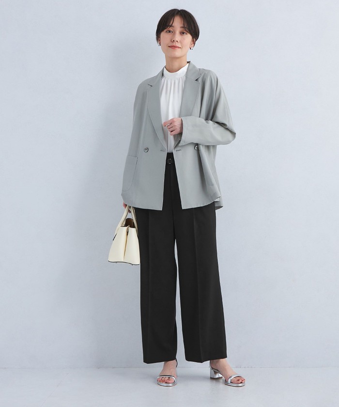 グリーンレーベルリラクシング　パンツスーツ　セットアップ　グレー　ウオッシャブル グリーンレーベルリラクシング セットアップ パンツスーツ S/S