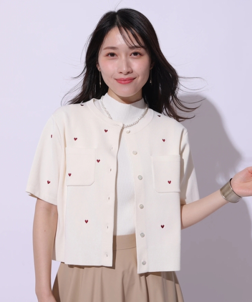 ハート刺繍カラーカーデ(507995741) | アプワイザー リッシェ
