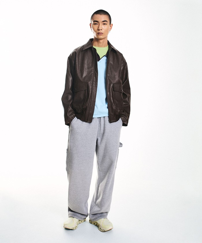 City Ambient Products: 合成皮革 ショート ジップ ブルゾン