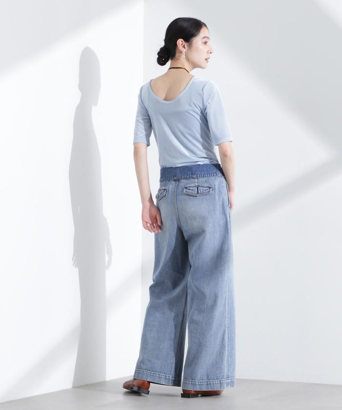 セール40%OFF】シアーベロアバックオープン5分袖Tシャツ