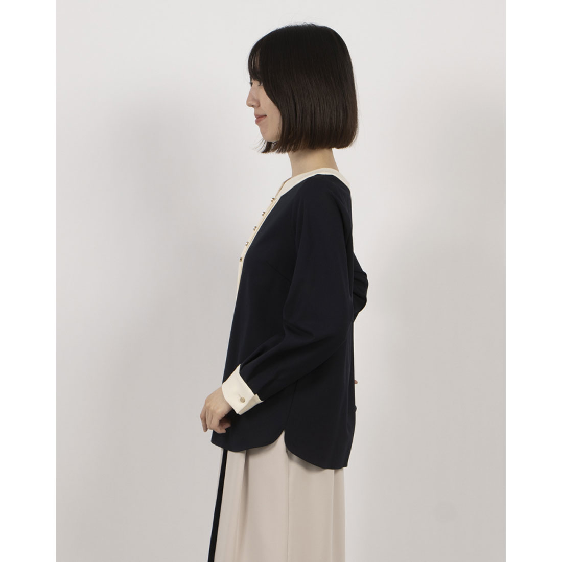 セール】トーナル TONAL ウォームツイルバイカラーピンタック