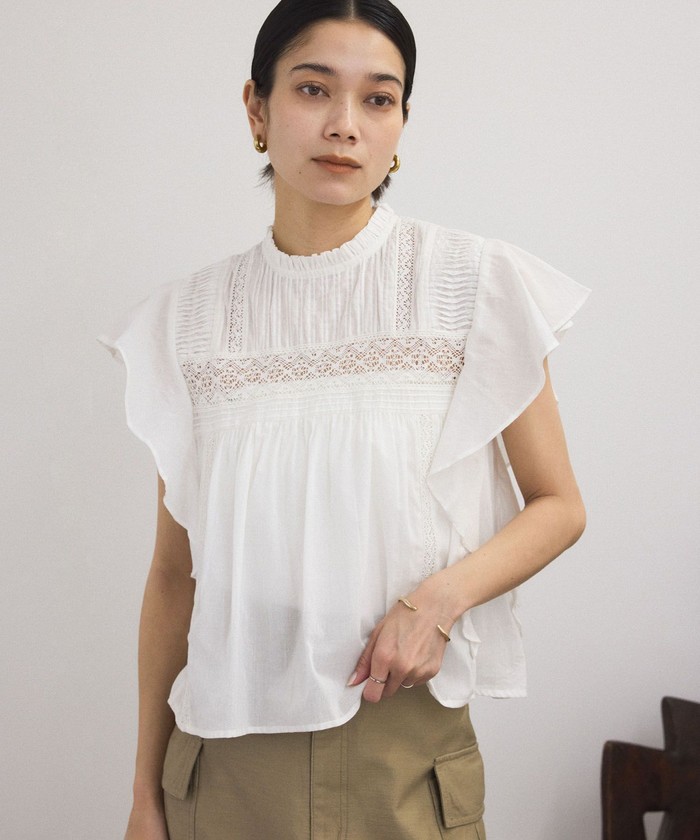 セール 30%OFF】【WEB限定】ピンタックレースフリルスリーブ