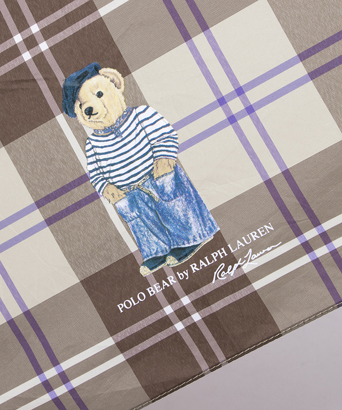 ＜POLO RALPH LAUREN＞フレンチベア×チェック 折りたたみ傘 折りたたみ雨傘】ポロ ラルフ ローレン (POLO RALPH LAUREN