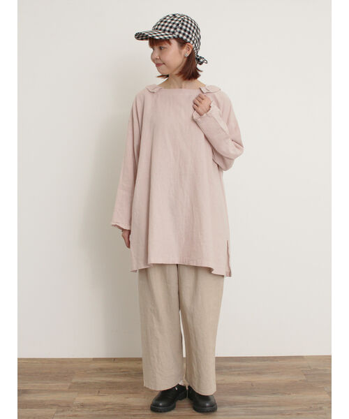 【Cross×Linen】フリルブラウス　サマンサモスモス　レッド 新品タグ付き【Cross×Linen】フリルブラウス サマンサモスモス