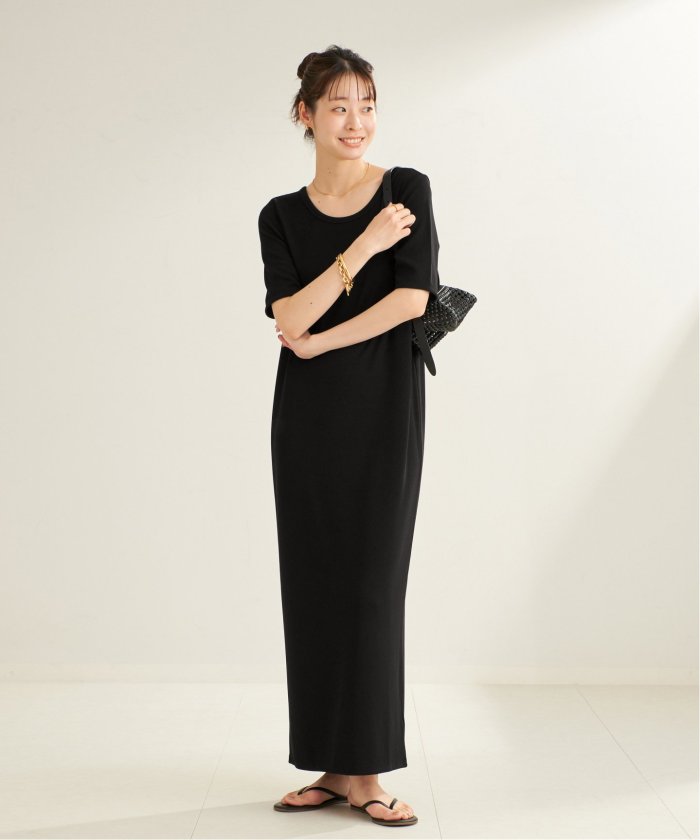 WEB限定追加》Rib ハーフスリーブ ワンピース 2(508018145 WEB限定追加》Rib ハーフスリーブ ワンピース 2(508018145