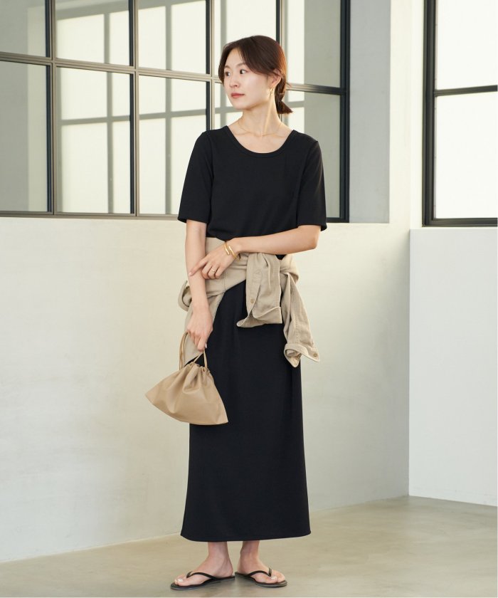 WEB限定追加》Rib ハーフスリーブ ワンピース 2(508018145 WEB限定追加》Rib ハーフスリーブ ワンピース 2(508018145