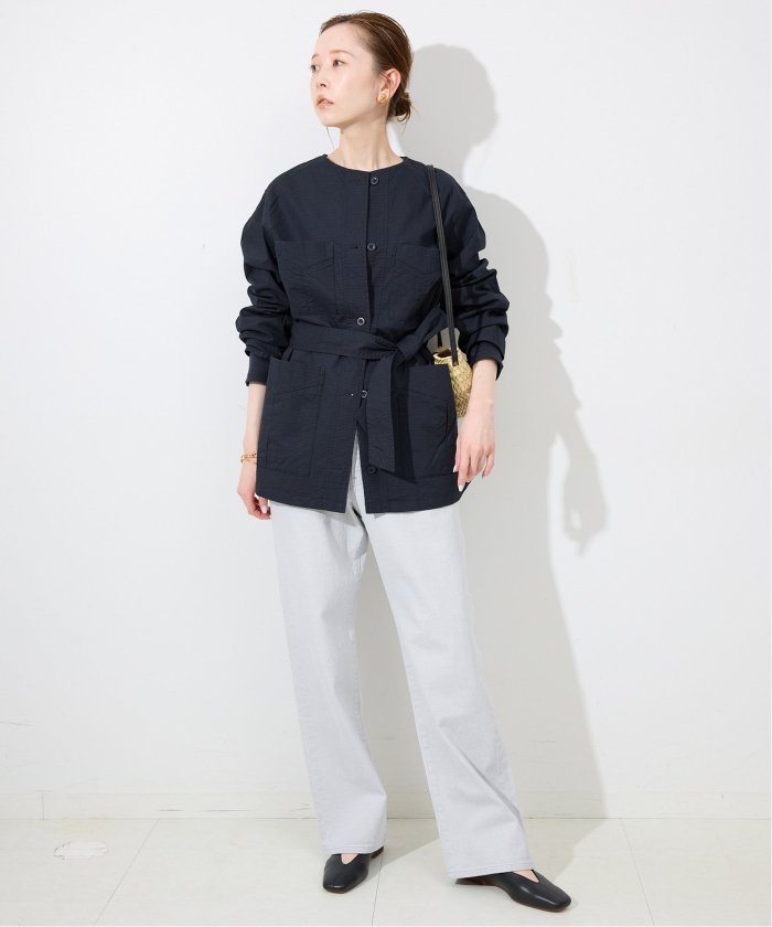 SLOBE IENA ノーカラーサファリブルゾン SLOBE IENA コート アウター ノーカラーサファリブルゾン