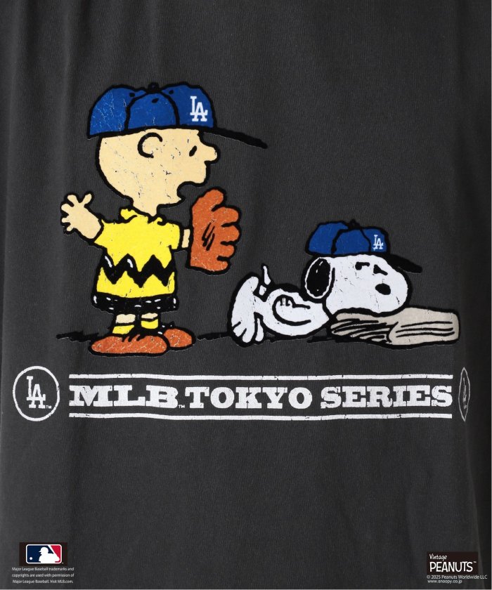 PEANUTS 別注 MLB開幕戦 ベースボール プリントTシャツ